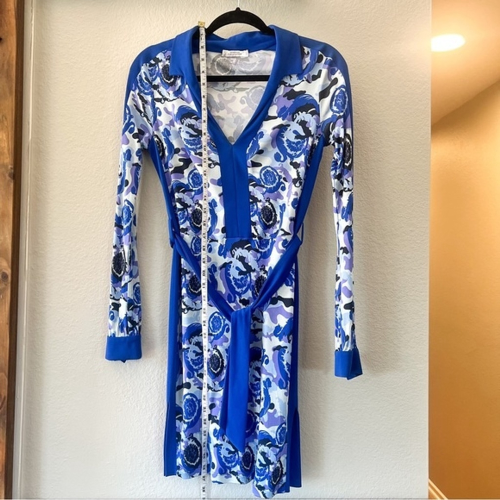 Versace Dress Collared Paisley Blue Size Small Rare - Picture 6 of 6